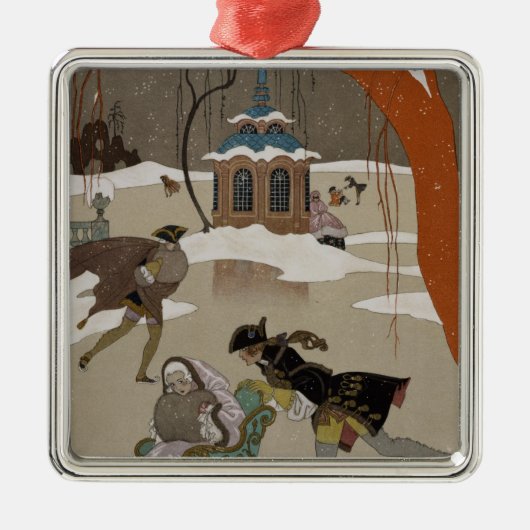 Eis-Skaten auf dem gefrorenen See Silbernes Ornament (Vorne)