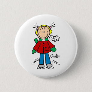 Eis-Skaten auf einem kalten Winter-Tagesknopf Button