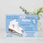 Eis Skaten Birthday Einladung BLAU Eisprinzessin (Stehend Vorderseite)