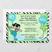 Eis Skaten Birthday Einladung Zebradruck (Vorne/Hinten)