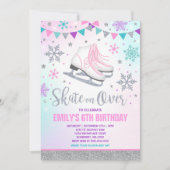 Eis Skaten Einladung Eis Skaten Party Silber (Vorderseite)