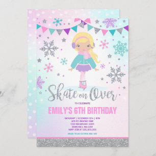 Eis Skaten Einladung Eis Skaten Party Silber