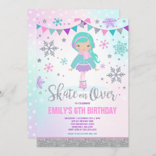 Eis Skaten Einladung Eis Skaten Party Silber