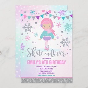 Eis Skaten Einladung Eis Skaten Party Silber