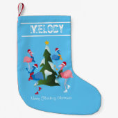 Eis Skaten Flamingos mit Weihnachtsmannmützen Kleiner Weihnachtsstrumpf (Vorderseite)