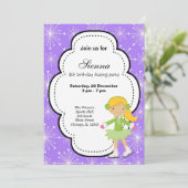 Eis Skaten Geburtstag (Lila) Einladung (Stehend Vorderseite)