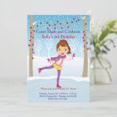 Eis-Skaten-Geburtstags-Einladung - Mädchen Einladung (Stehend Vorderseite)