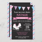 Eis-Skaten-Geburtstags-Einladungs-1. Einladung (Vorne/Hinten)