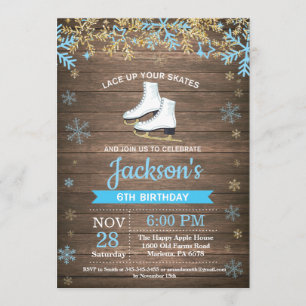 Eis-Skaten-Geburtstags-Party-blaue Skate-Einladung Einladung