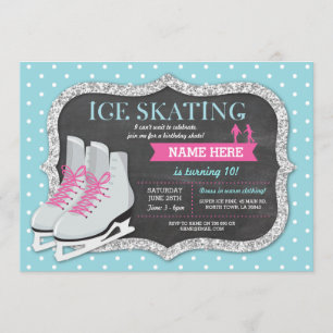 Eis-Skaten-Geburtstags-Party-Eisbahnen-Skate laden Einladung