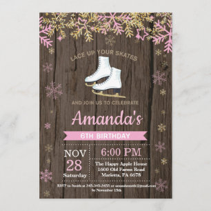 Eis-Skaten-Geburtstags-Party-Rosa-Skate-Einladung Einladung