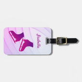 Eis Skaten Gepäckmarke Figur Skate lila rosa Gepäckanhänger (Vorderseite horizontal)