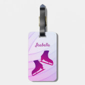 Eis Skaten Gepäckmarke Figur Skate lila rosa Gepäckanhänger (Rückseite vertikal)