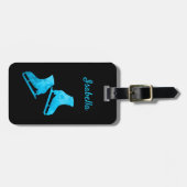 Eis Skaten Gepäckmarke Figur Skate Türkis Gepäckanhänger (Vorderseite horizontal)