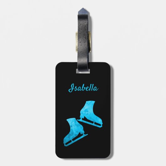 Eis Skaten Gepäckmarke Figur Skate Türkis Gepäckanhänger (Rückseite vertikal)