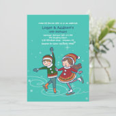 Eis-Skaten-Geschwister Einladung (Stehend Vorderseite)