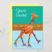 Eis-Skaten-Giraffe an der Eisbahn Einladung (Vorne/Hinten)