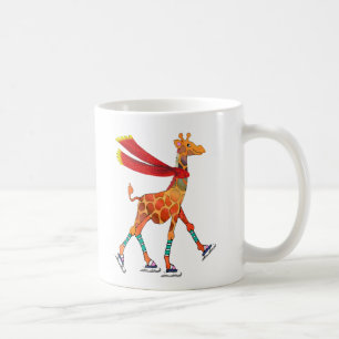 Eis-Skaten-Giraffe mit Schal Kaffeetasse