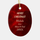 Eis Skaten Gold Snowflakes/Rot Keramik Ornament (Hinten)