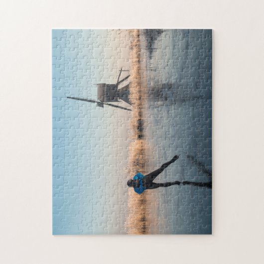 Eis-Skaten hinter Windmühlen- und REEDpuzzlespiel Puzzle (Vertikal)