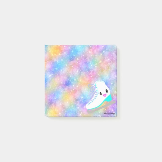 Eis Skaten Kawaii Regenbogen Gradient Galaxy Stars Post-it Klebezettel (Vorderseite)