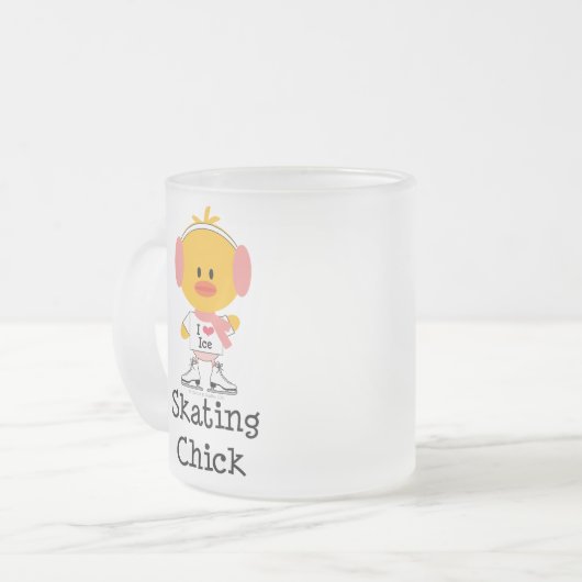 Eis-Skaten-Küken-mattierte Tasse (Vorderseite Links)