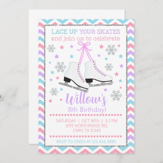 Eis Skaten locken Ihre Skate einladen. Einladung (Vorne/Hinten)