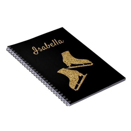Eis Skaten Notebook Figur Skate Gold Glitzer Notizblock (Rechte Seite)