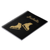 Eis Skaten Notebook Figur Skate Gold Glitzer Notizblock (Linke Seite)