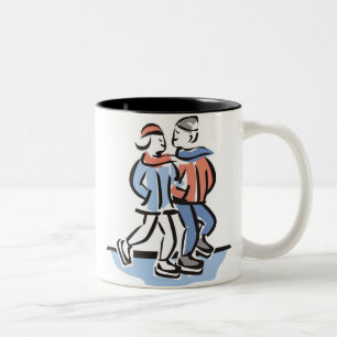 Eis-Skaten-Paar-Tasse Zweifarbige Tasse