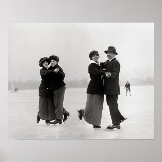Eis Skaten Paare, 1915. Vintages Foto Poster (Vorne)