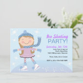 Eis Skaten Party Einladungen mit Mädchen Skaten (Stehend Vorderseite)