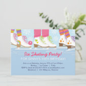 Eis-Skaten-Party für Mädchen Einladung (Stehend Vorderseite)