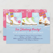 Eis-Skaten-Party für Mädchen Einladung (Vorne/Hinten)