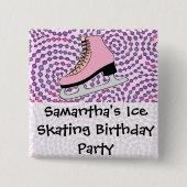 Eis Skaten Party, rosa Skate Button (Vorderseite)