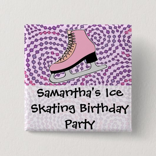 Eis Skaten Party, rosa Skate Button (Vorderseite)