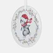 Eis-Skaten-Pinguin im Winterkranz Ornament Aus Glas (Vorderseite links)
