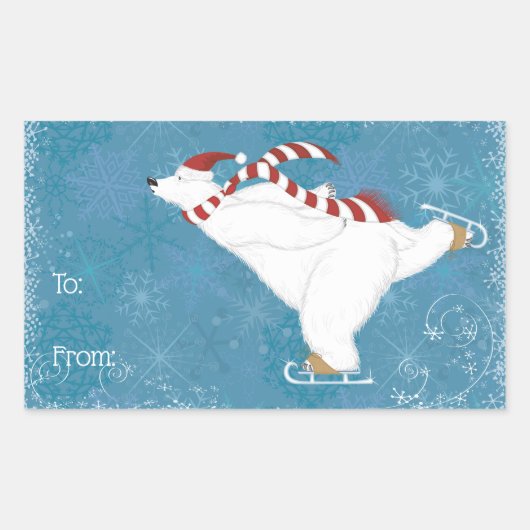 Eis-Skaten-Polar-Aufkleber Rechteckiger Aufkleber (Vorderseite)