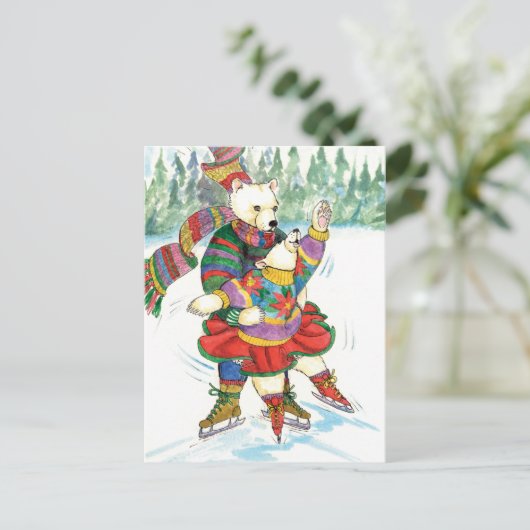 Eis Skaten Polarbären Postkarte (Stehend Vorderseite)