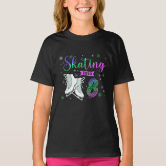 Eis Skaten Rolling 8. Geburtstagsparty Girl Family T-Shirt