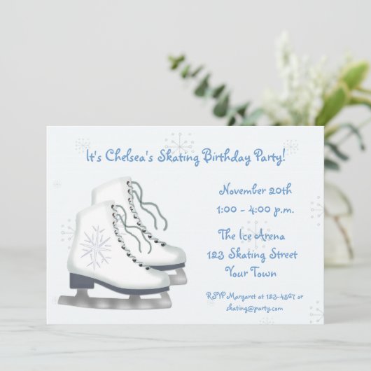 Eis-Skaten, Schneeflocken, Einladung (Stehend Vorderseite)