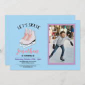 Eis-Skaten Skate-laden blaues Einladung (Vorne/Hinten)