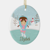 Eis-Skaten-Skater-Mädchen-datierte Keramik Ornament (Rechts)