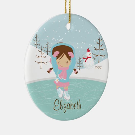 Eis-Skaten-Skater-Mädchen-datierte Keramik Ornament (Rechts)