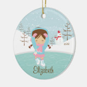 Eis-Skaten-Skater-Mädchen-datierte Keramik Ornament (Links)