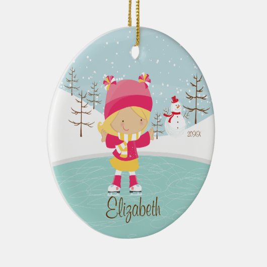 Eis-Skaten-Skater-Mädchen-datierte Keramikornament (Rechts)