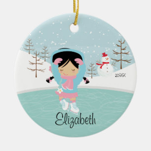 Eis-Skaten-Skater-Mädchen-datierte Keramikornament