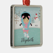 Eis-Skaten-Skater-Mädchen-datierte Ornament Aus Metall (Rechts)