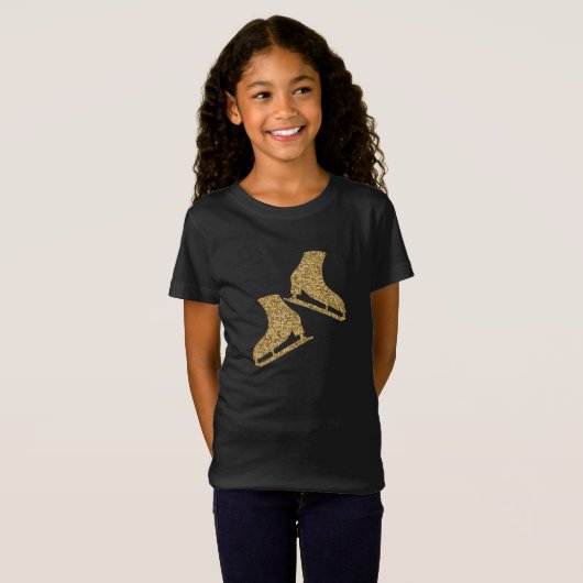 Eis Skaten T - Shirt Figur Skate Glitzer (Vorne ganz)