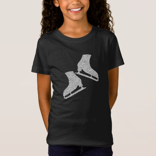 Eis Skaten T - Shirt Figur Skate Silber Glitzer (Vorderseite)